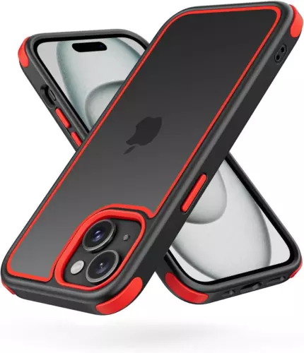 MobNano compatibile con iPhone 15, ibrido ultrasottile nero/rosso