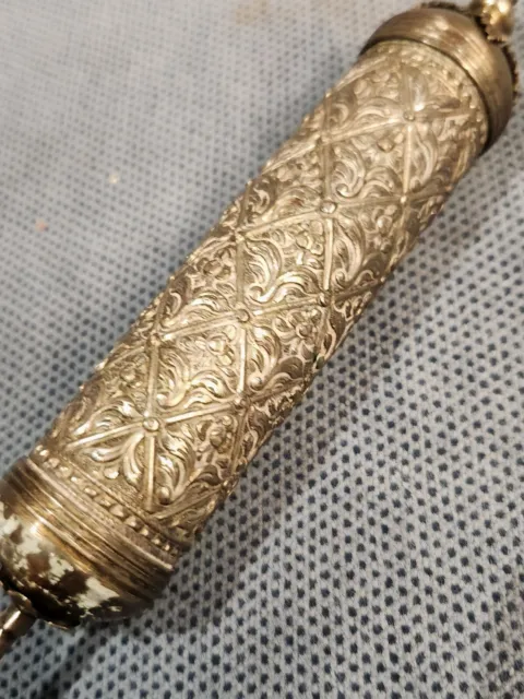 Antique Silver Megillah Case With Partial Megillah. Ottoman Empire Judaica 3