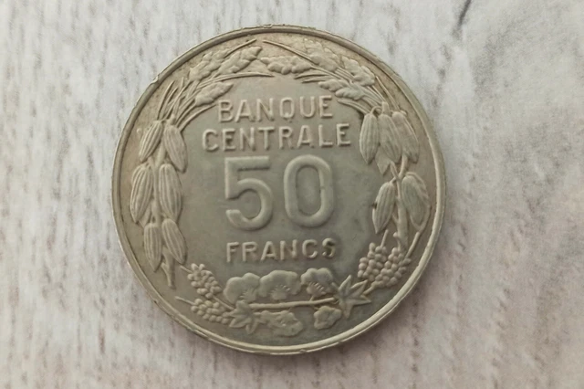 PIÈCE DE 50 francs banque centrale 1er janvier 1960 état du cameroun