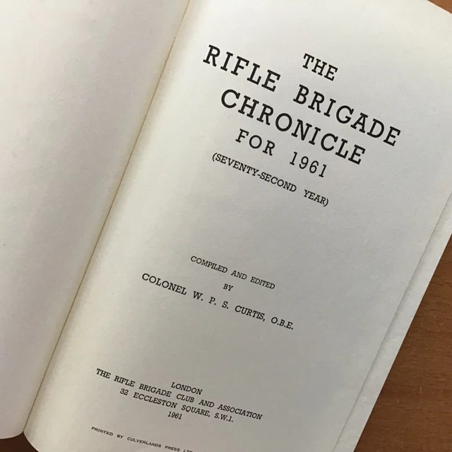 ORIGINAL BRITISH ARMY Regimental Journal: The Rifle Brigade Chronicle ...