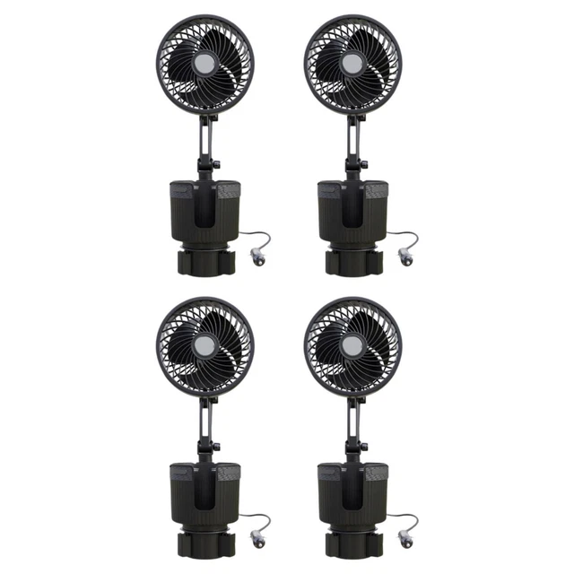 Ventilateur Double Tête 24V Pour Voiture - Rotation 360°, Allume-cigare/USB, Idéal Camion, Van, Bateau