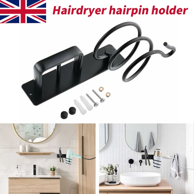 Hair Dryer Straightener Holder Wall Rack Shelf stand Storage Organizer Black