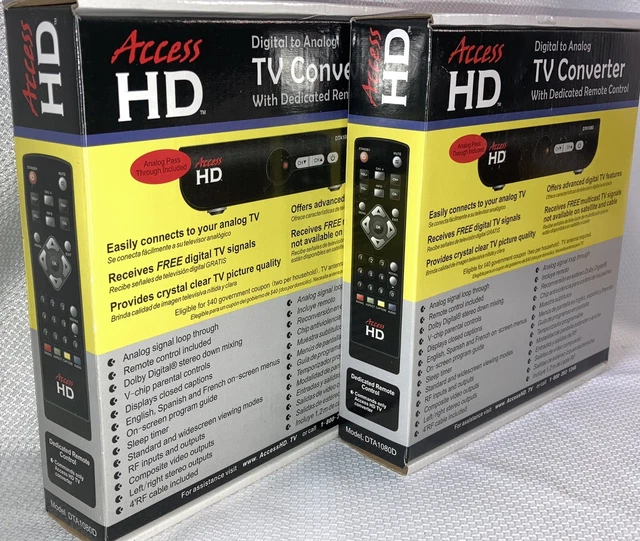 2 Digital to Analog TV Converter w/ Dedicated Remote Control DTA1080D Access HD