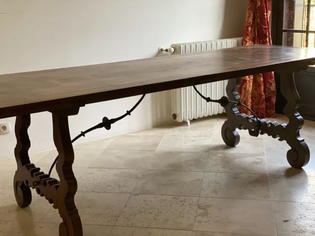 Late 19th/Early 20th Century Spanish Dining Table With Wrought Iron Legs