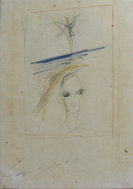 Ernesto TRECCANI (Milano 1920-2009) splendido Volto e palma anni '60/'70 cm29x21