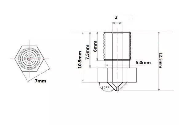 5 x Buses imprimante 3D Extrudeur V4/V5/V6 - M6 - Diamètre 0,2/0,3/0,4/0,5/0,8mm 3