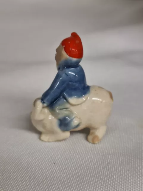 WADE.  WHIMSIE.  LEPRECHAUN Wearing A Red Hat Riding A Pig. 4.5 cm 3