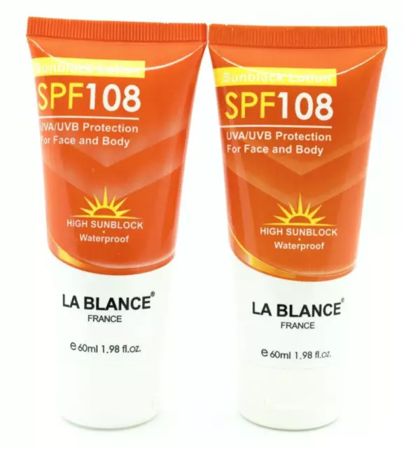 La Blance SPF 108 UVA/UVB Protection Sunblock (1.98oz/60ml) [2-Pack] Exp 2028