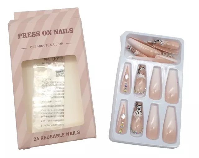 Künstliche Nägel Lange press on nails Muster Zum Aufkleben 24 Stück