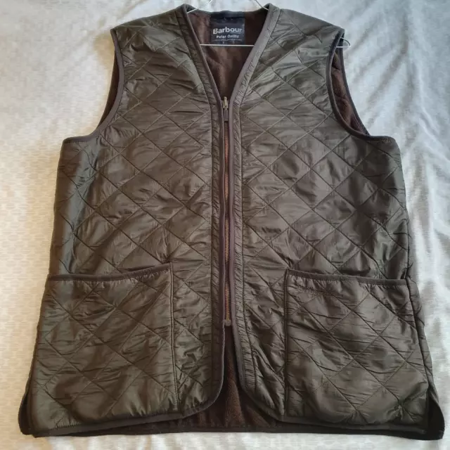 Barbour Polar Quilts mens green padded waistcoat size L, great condition