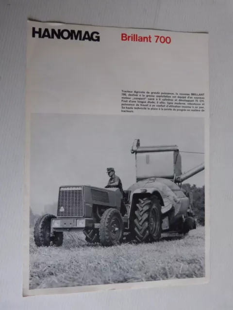 prospectus catalogue tracteur :  HANOMAG brillant 700 de 1967