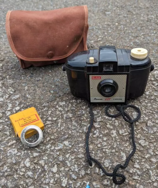 Vintage Kodak Brownie 127 Film Camera With Case and Close-Up Lens
