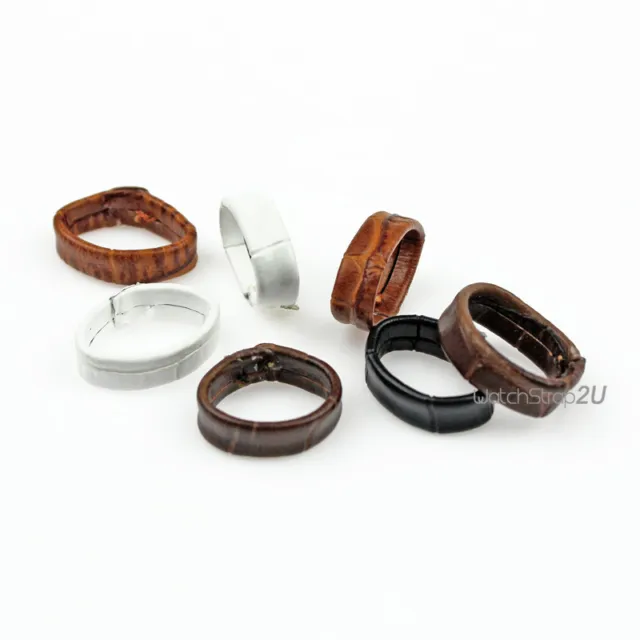 2PCS Leather Strap Retaining Ring Loop Hoop Keeper Black Brown White 14 - 24 mm
