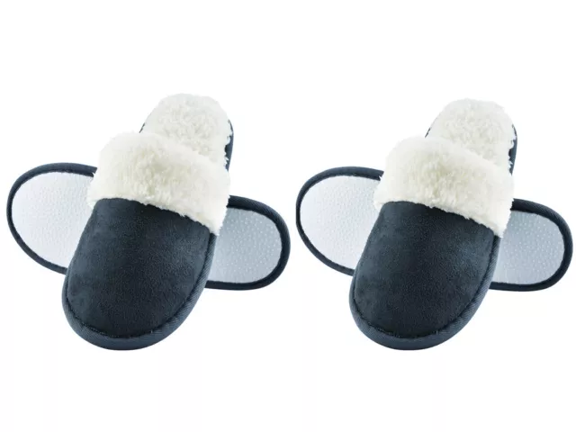 2 Paar Herren Winter Warme Hausschuhe Filz Slipper Indoor Rutschfeste Pantoffeln