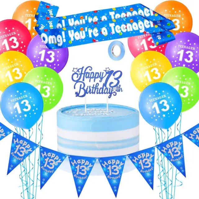 13th Birthday Decorations Set, Includes 12 Inches Teenager Birthday Balloons and