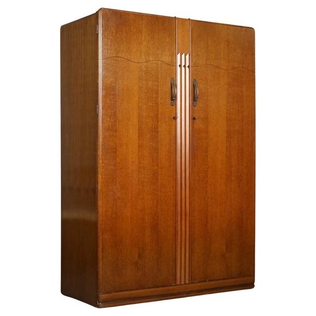 Vintage Art Deco Mahogany Two Door Wardrobe By Lebus Furniture J1