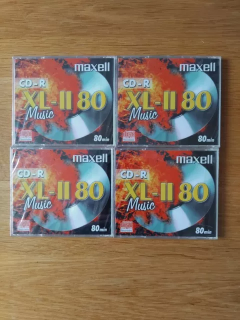 Maxell CD-R80 XL-II 80 Musik Audio 80 Minuten CD-R leer beschreibbare Disc VERSIEGELTx4