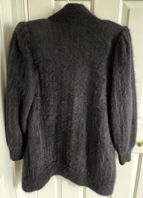 Vintage Sophia NY Angora Wool Blend Open-Front Cuddle Jacket. Black. 3