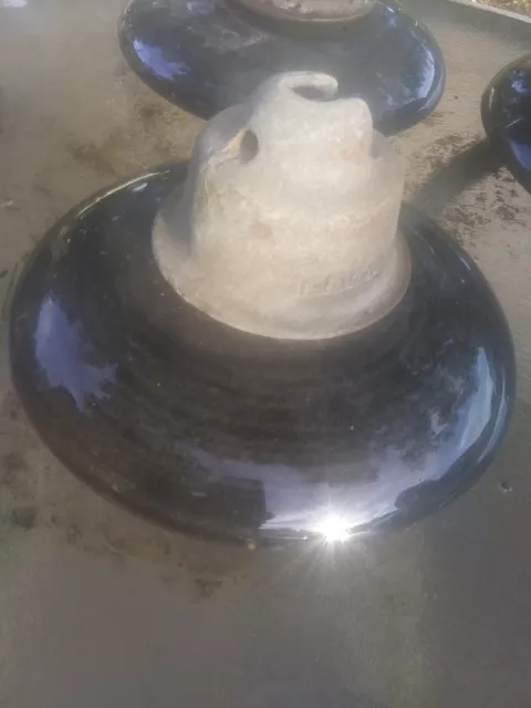 Vintage Large Round Ceramic High Voltage Power Line Insulator