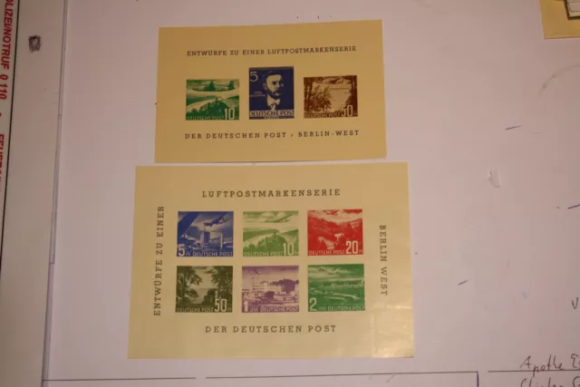 2 Entwürfe Luftpostmarkenserie Berlin 1957