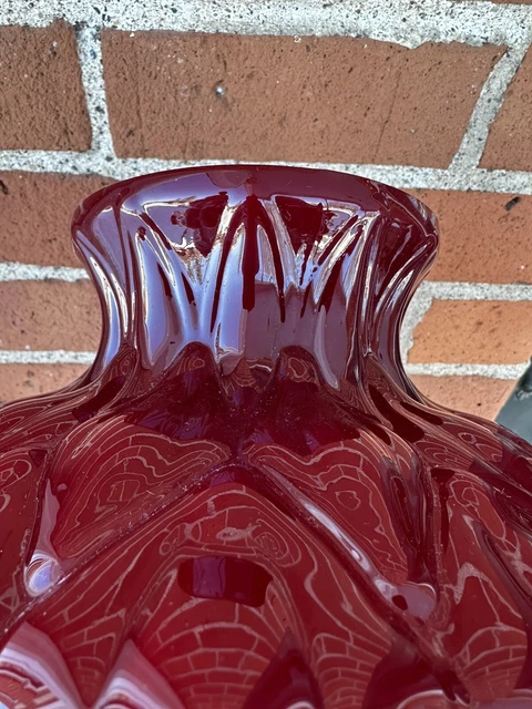 Aladdin Artichoke Ox Blood Cased Glass Oil Lamp Shade For 10in. Shade holder 5