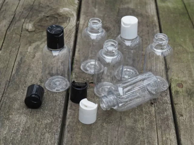 4 OZ. PLASTIC CLEAR BOSTON ROUND BOTTLES w/ Dispensing cap Travel size 10 PACK