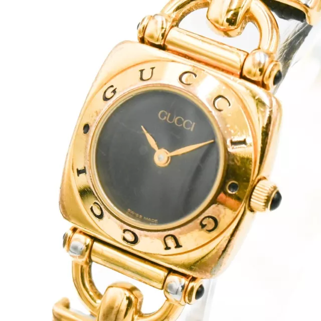 Gucci 6300L Horse bit 21mm Women's Black Used Working