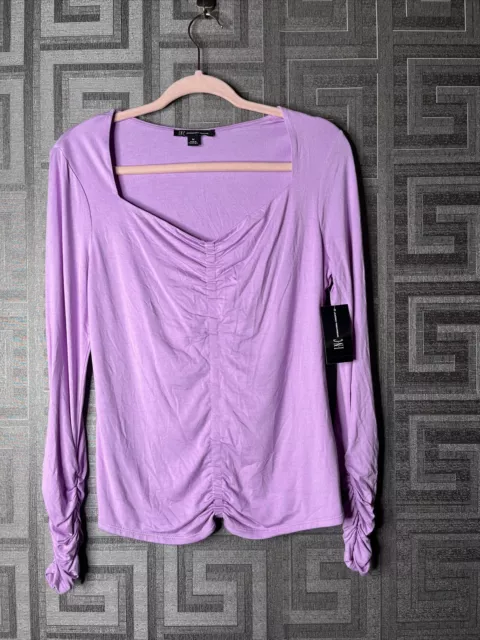 MSRP $50 Inc International Concepts Ruched-Front Top Lavender Rose Medium