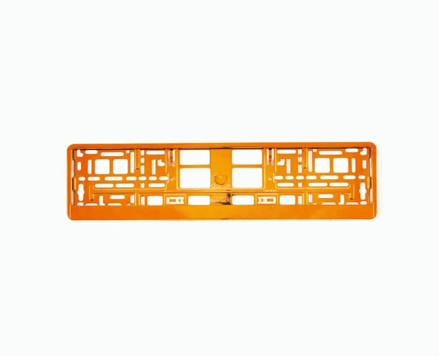 2x porta targa europea per telaio qualsiasi auto universale arancione lucido