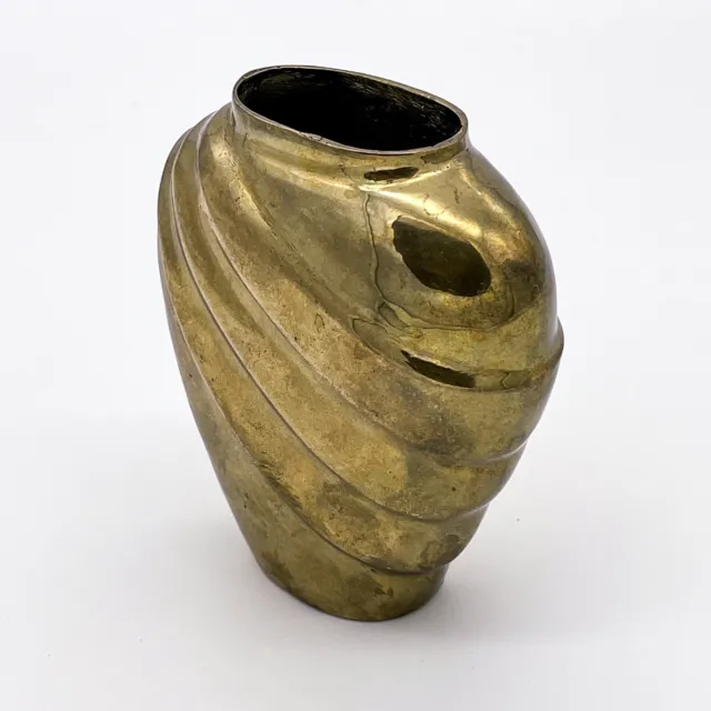 Kleine Messing Vase Blumenvase Massiv Messing - Design 10cm Vintage Antik #F2 2
