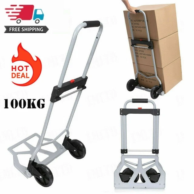 Carrello in alluminio pieghevole 100 kg carrello da trasporto carrello impilabile carrello a mano carrello a piattaforma