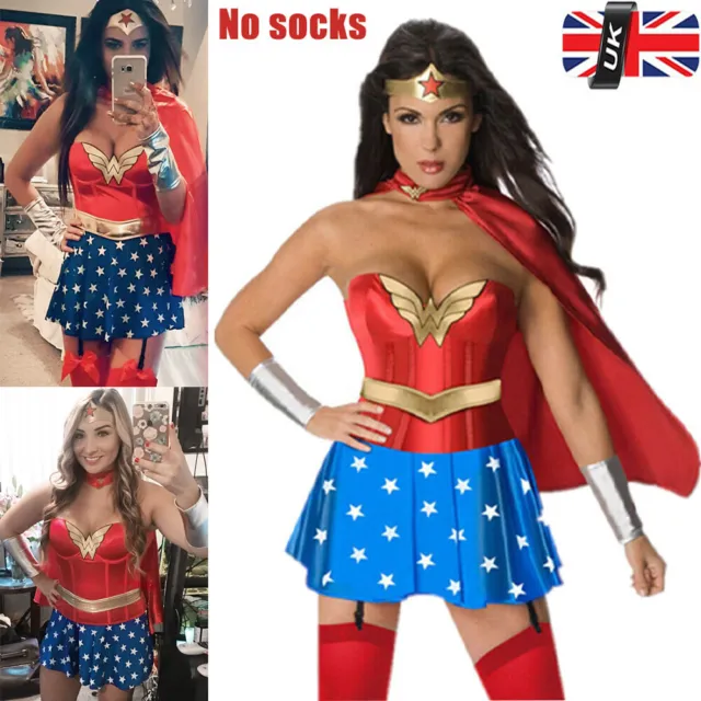 Adult Deluex Wonder Woman Superhero Corset Costume Halloween Cosplay Fancy Dress