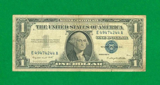 $1 1957-A 1 E/A Block Blue Seal Silver Certificate Circ.