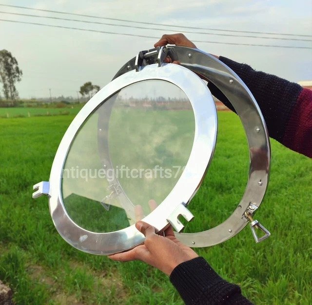 Canal Boat Porthole Window Glass Nickel Finish Ship Victorian Chrome Handmade