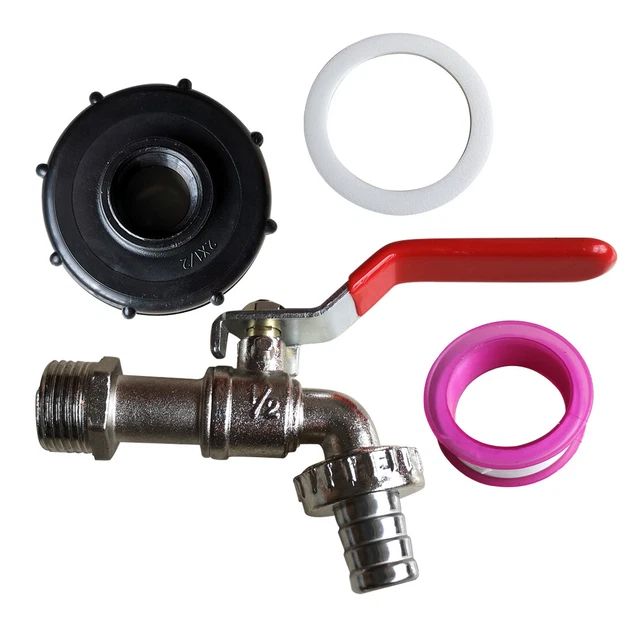 IBC TOTE TANK Valve Drain Adapter 1/2" GardenHose Faucet Water