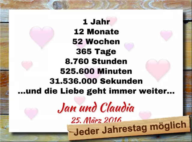 Liebesbeweis Geschenkidee zum Hochzeitstag Jahrestag Valentinstag Geburtstag NEU