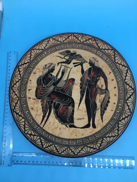 Ancient Greek Pottery Replica -Black -Figure Plate eros Handmade Greece