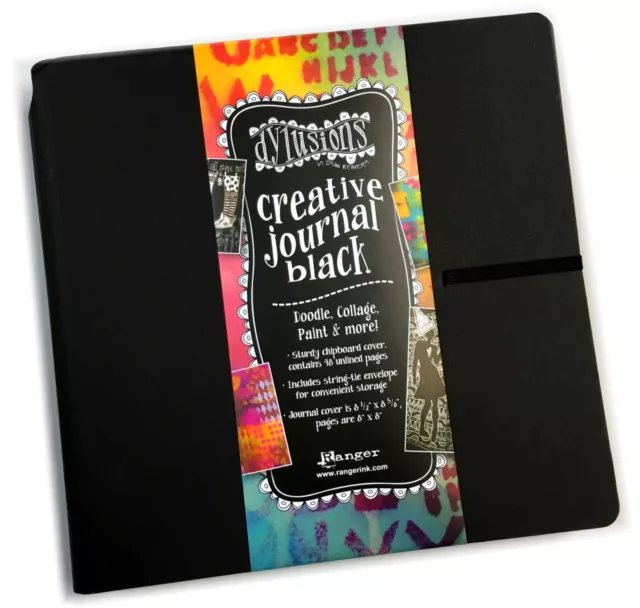 Ranger Dylusions Black 8"x8" 96pgs Creative Art Journal Mixed Media Sketch Book