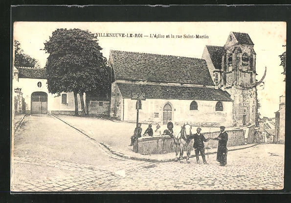 CPA Villeneuve-le-Roi, L´Eglise et la rue Saint-Martin
