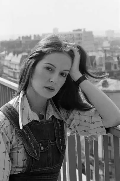 French actress Anicee Alvina in her apartment in Paris France 1974 Old Photo 2