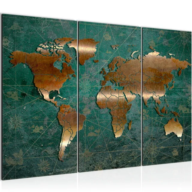 Wandbilder Wohnzimmer Weltkarte Büro Bild Flur Schlafzimmer World Map 120x80 cm