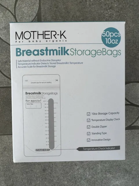 NIB Mother-K Breast Milk Storage Bags 10oz 50pcs