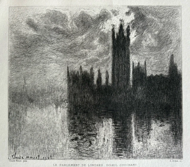 Gravure Ancienne Signée Gustave Henri Marchetti - Cathédrale De Quimper Bretagne, Vers 1910