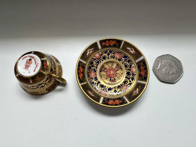 Royal Crown Derby Porcelain Imari 919 Miniature Teacup & Saucer Set (2) 3