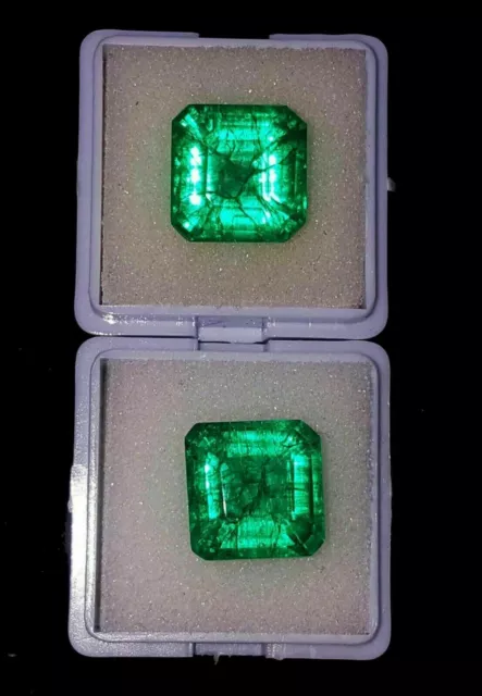 8.00 to 10.00 Ct Loose Gemstone Natural Green Emerald PAIR Certified Square Cut