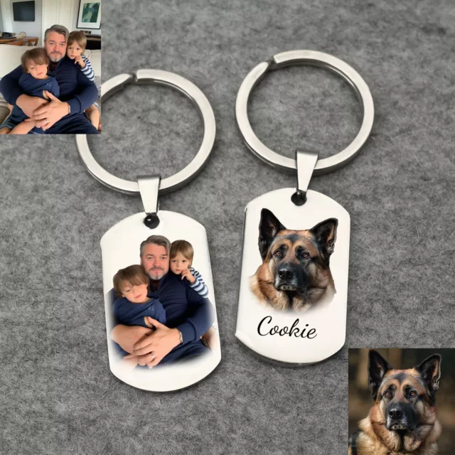 Custom Keychain with Photo Picture Keyring Personalized Memorial Gifts for Him