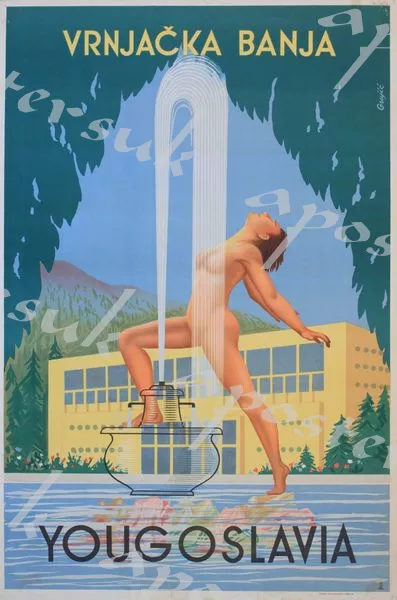 Vintage Banja Yugoslavia Serbia Tourism Poster A3/A4 Print