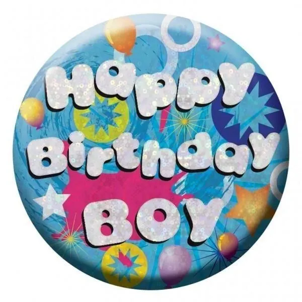 Amscan Boys Holographic Happy Birthday Badge (SG24208)