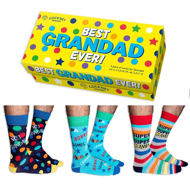 Oddsocks Best Grandad ever! Opa SOCKEN 3er Set Paare 39 46 Papa Geschenk Opi NEU