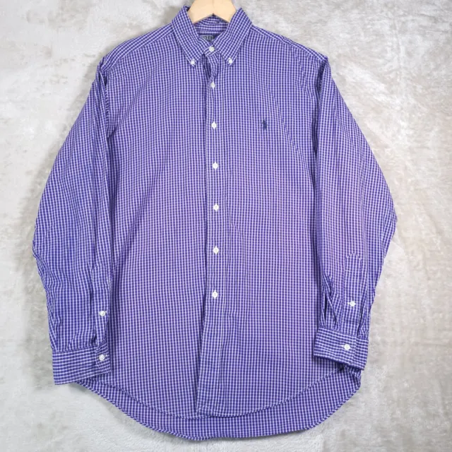 Polo Ralph Lauren Mens 15.5 Yarmouth Purple Gingham Check Shirt Button Down